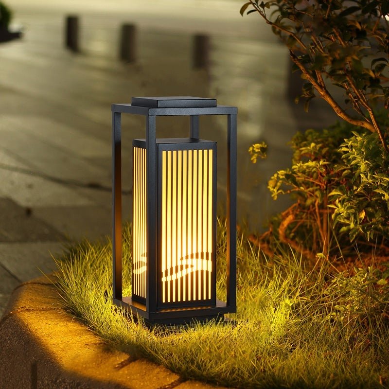 Minimalist Striped Decor LED Black Modern Solar Lights Outdoor Lanterns - Lamp Outdoor