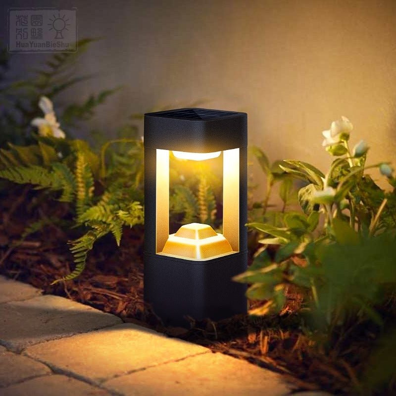 Square Unique Hollow Aluminum Waterproof Modern Smart Solar Lights Outdoor - Lamp Outdoor