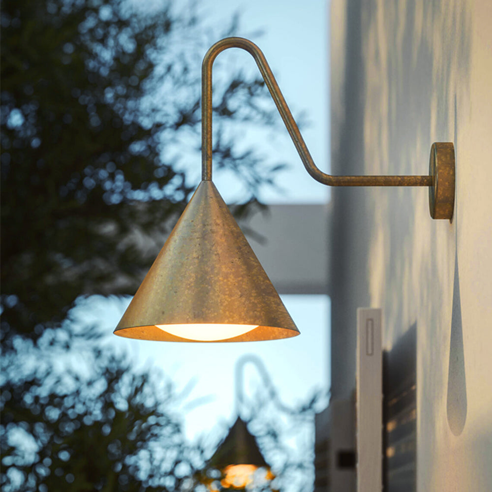 Arisha Modern Minimalist Cone Metal Outdoor Waterproof Wall Lamp,Black/Gold - Letslighting