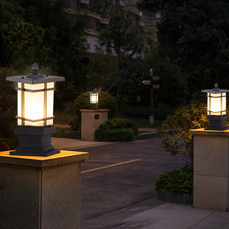 Elegant Vintage Pavilion Black Bollard Lights Retro Outdoor Pathway Lamp
