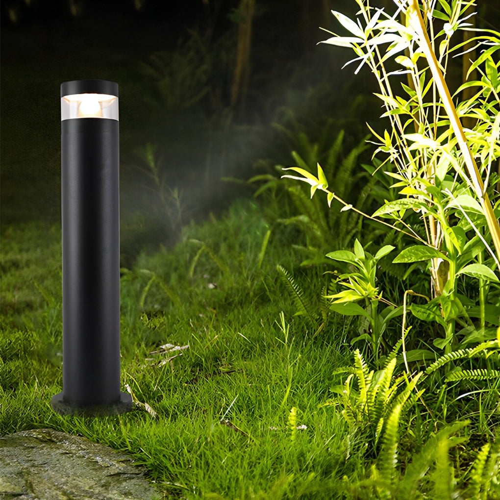 Cylindrical Creative Waterproof LED Black Modern Outdoor Pathway Bollard Lights
