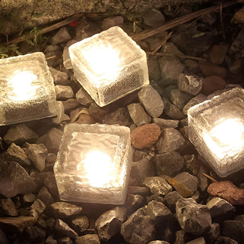 Square Creative Ice Brick LED Waterproof smart Solar Outdoor Lights - Dazuma