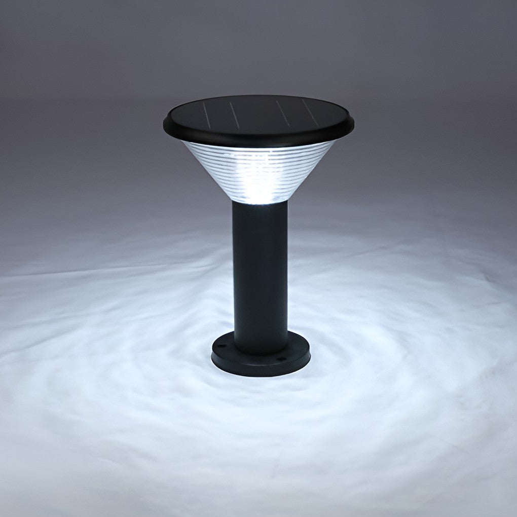 Contemporary Tapered Solar LED Pathway Light Black Cylindrical Outdoor Lighting