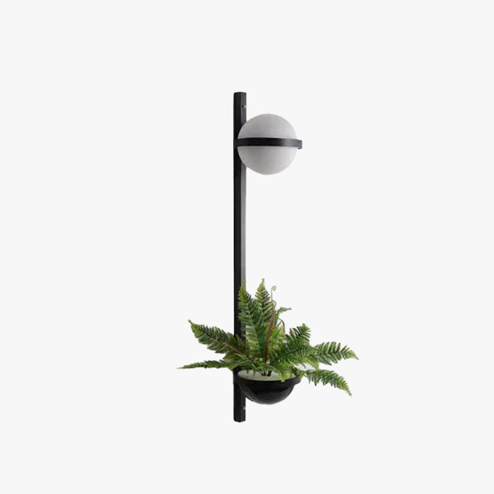 Valentina Modern Globe Metal Acrylic Solar Outdoor Wall Lamp Plant Pot - Letslighting