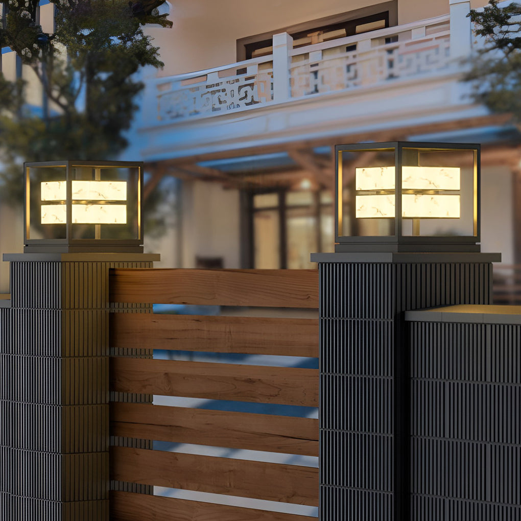 Square LED Waterproof Modern Solar Deck Post Lights Pillar Light Post Caps Lights - Dazuma
