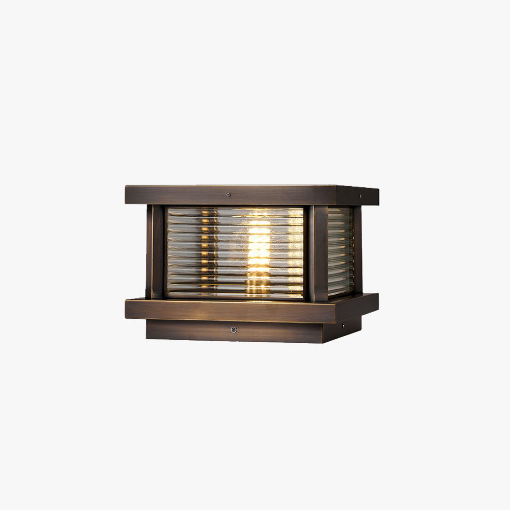 Ray Modern Rectangular Metal Outdoor Solar Lamp Brass Bronze - Letslighting