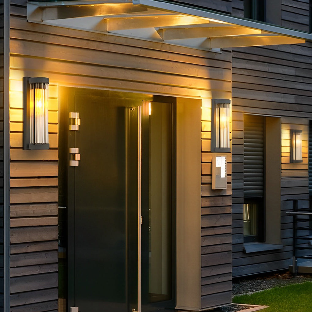 Creative Glass Waterproof LED Black Modern Solar Wall Lamp Exterior Lights | Dazuma