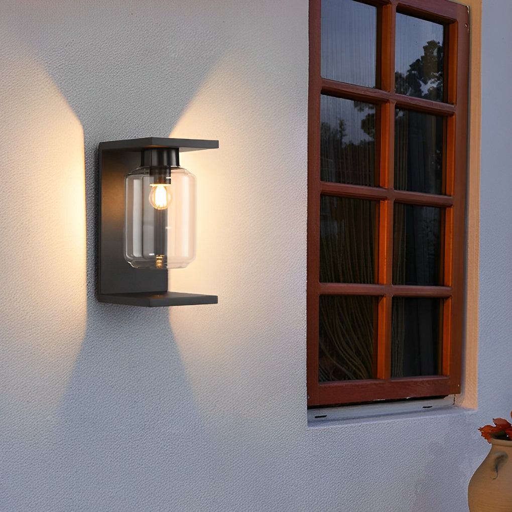 Outdoor Waterproof LED Glass Black Modern Solar Wall Lights with Remote | Dazuma