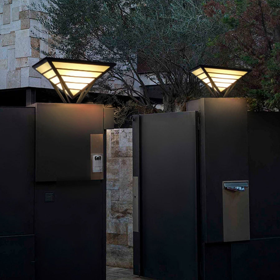 Geometric Aluminum Waterproof LED Black Modern Outdoor Light Pillar Lamp - Dazuma