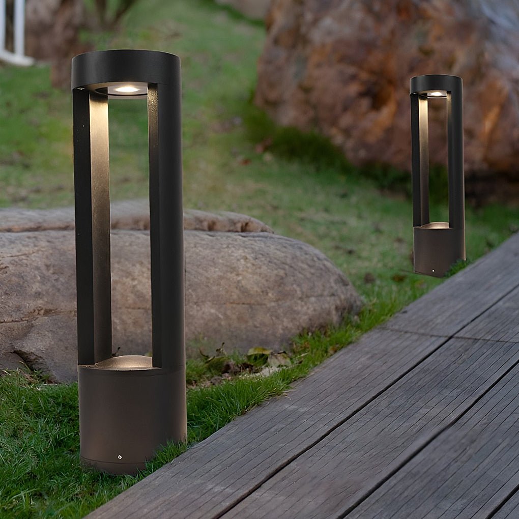 Waterproof LED Outdoor Bollard Lights Hollow Cylindrical Black Lamp for Elegant Exterior Lighting