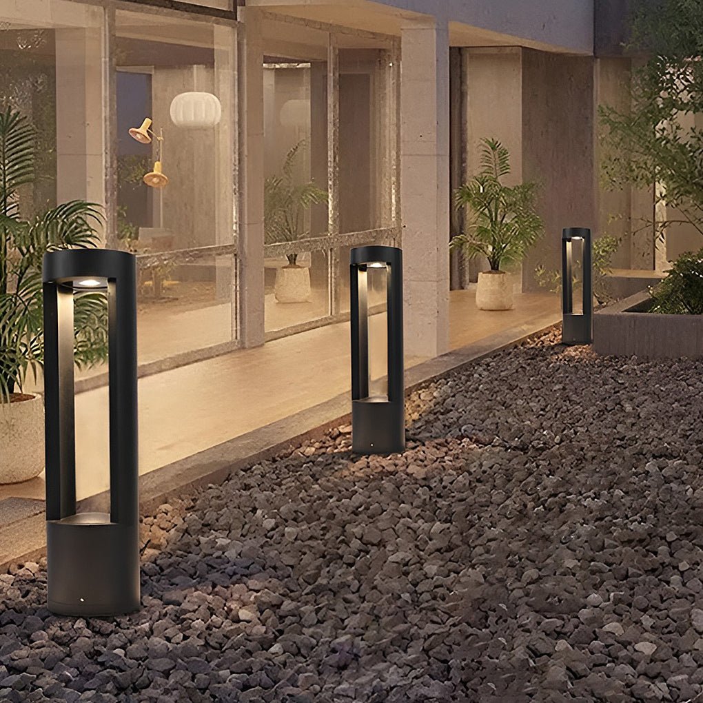 Waterproof LED Outdoor Bollard Lights Hollow Cylindrical Black Lamp for Elegant Exterior Lighting