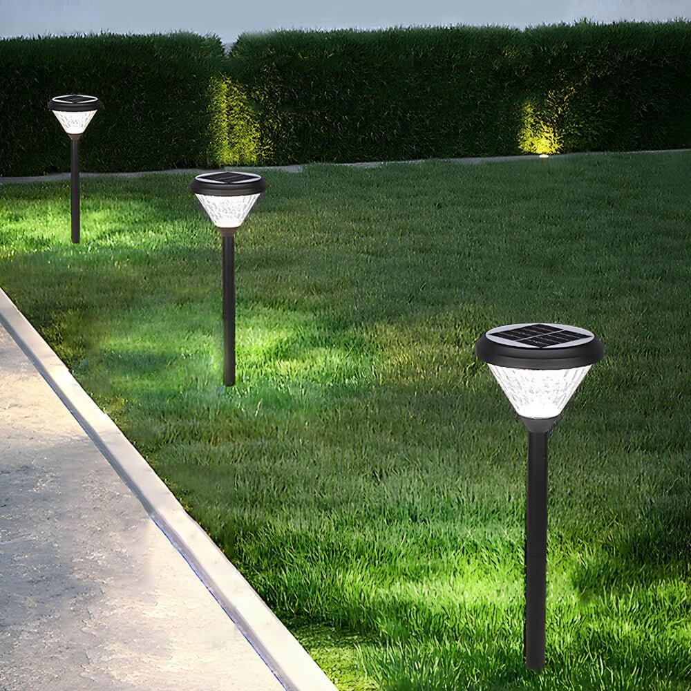 Elegant Black Solar LED Pathway Lights with Water Ripple Design - 27.6 Inch Height - Lamp Outdoor