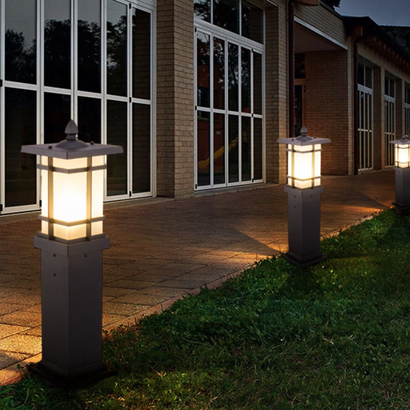 Elegant Vintage Pavilion Black Bollard Lights Retro Outdoor Pathway Lamp