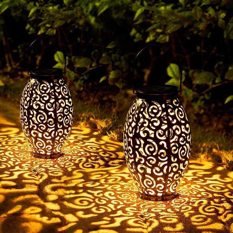 Solar Powered LED Waterproof Red Copper Antique Outdoor Lanterns Solar Lights - Lamp Outdoor