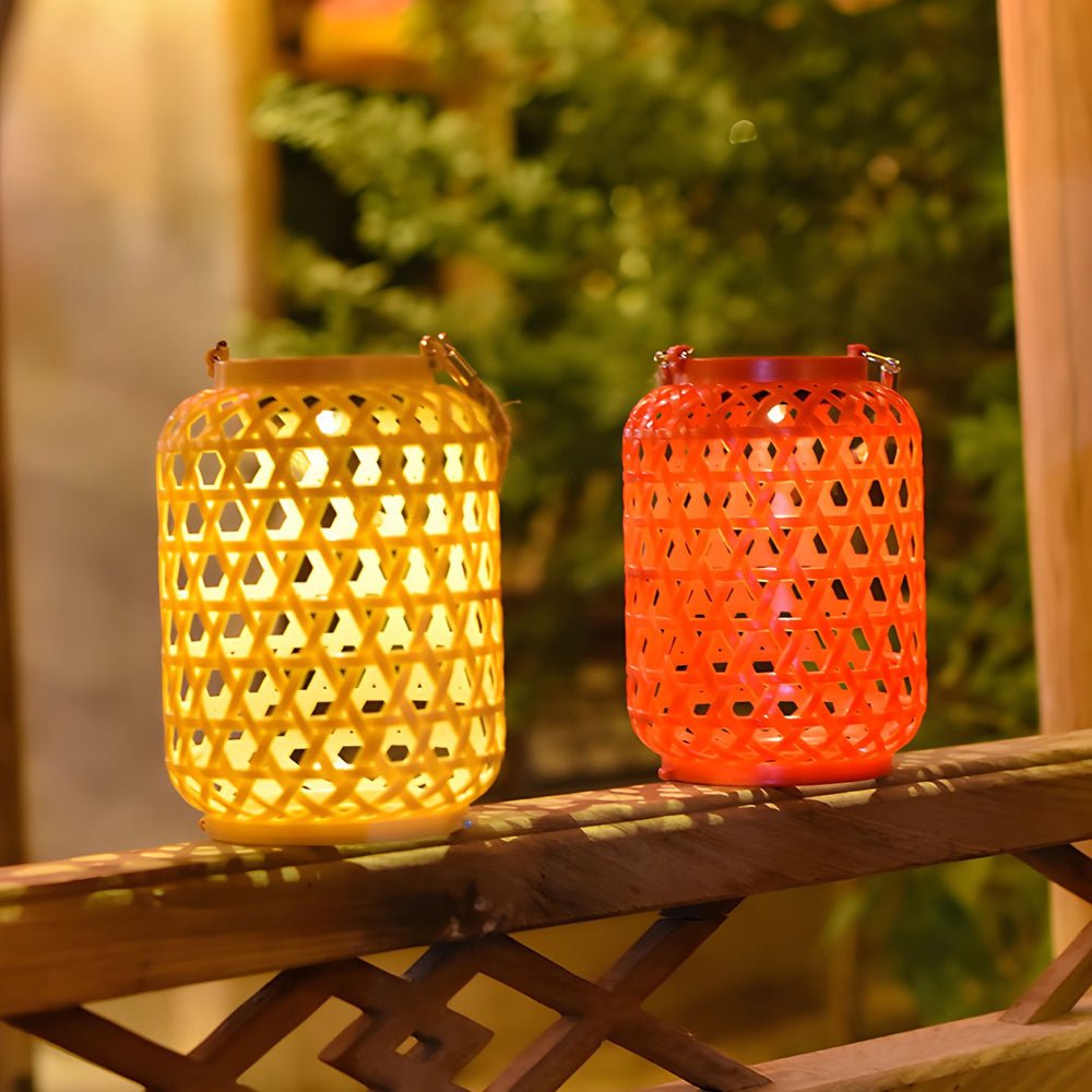 Portable Solar Lanterns Plastic Rattan Solar Hanging Lanterns Outdoor Light LED Solar Garden Lanterns - Lamp Outdoor