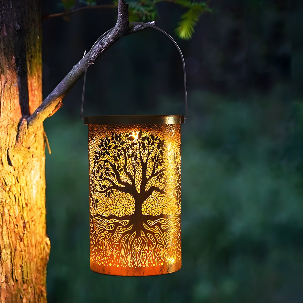 Portable Waterproof Retro Projection Tree Hanging Solar Lanterns - Lamp Outdoor