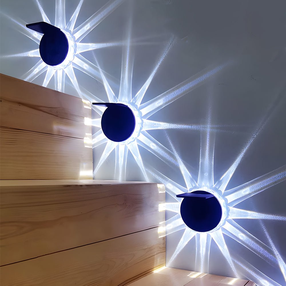 Round 9 LED Solar Petal Wall Light 3 Mode with Remote Outdoor Wall Sconce Lamp Waterproof Wall Mount Lighting - Lamp Outdoor