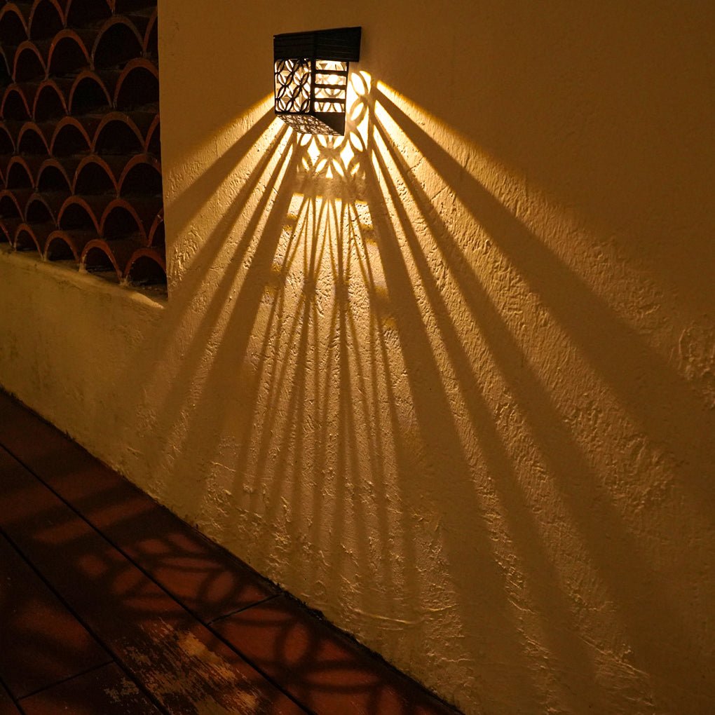 Solar Hollow Outdoor Wall Sconce Lighting Led Fence Wall Lamp Garden Lights - Lamp Outdoor