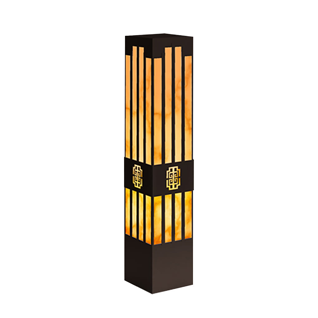 Rectangular Outdoor Garden Lights with Streak Cut Design Elegant Landscape Bollard Lights