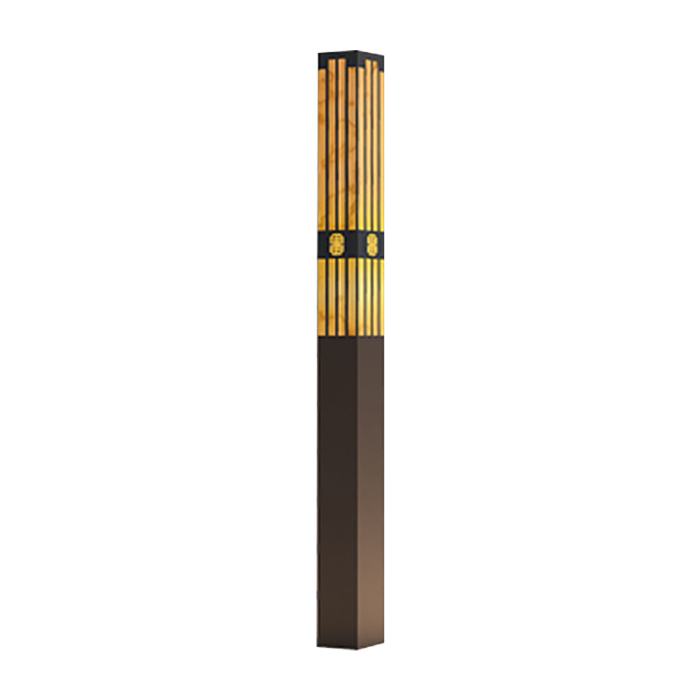 Rectangular Outdoor Garden Lights with Streak Cut Design Elegant Landscape Bollard Lights