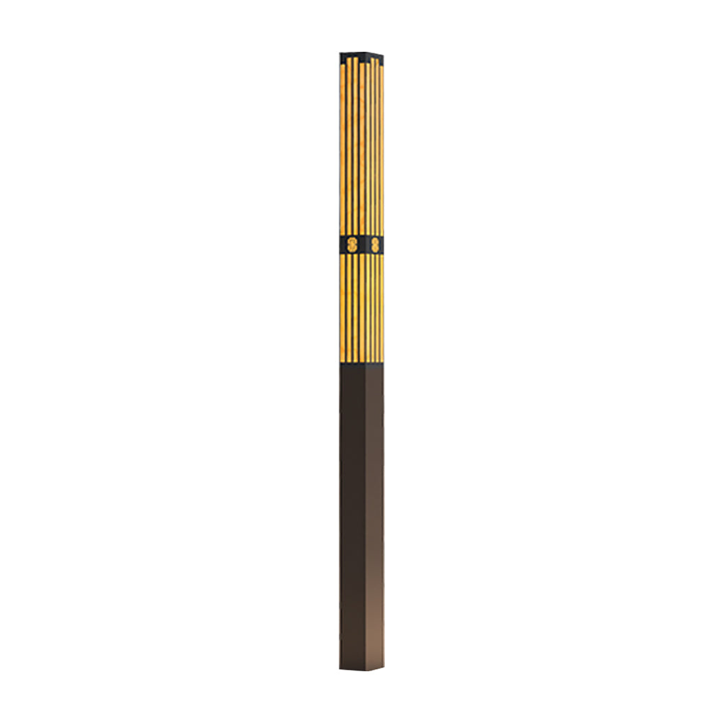 Rectangular Outdoor Garden Lights with Streak Cut Design Elegant Landscape Bollard Lights