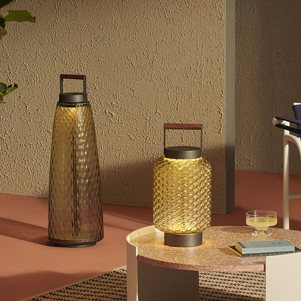 Valentina Vintage Lantern Metal/Glass Outdoor Floor Lamp - Lamp Outdoor