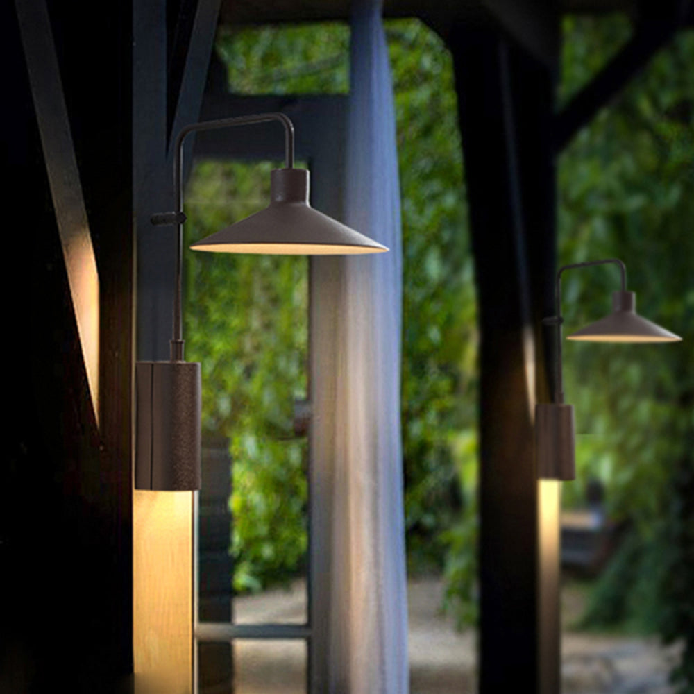 Arisha Modern Minimalist Wide Cone Shape Metal Outdoor Waterproof Wall Lamp - Letslighting