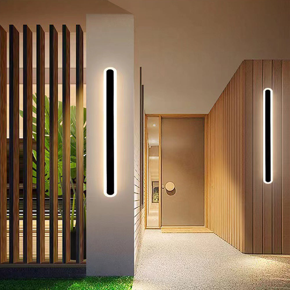 Arisha Minimalist Metal Linear Oval Outdoor Wall Lamp - Letslighting