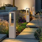 Ray Modern Metal Rectangular Hollow Outdoor Path Light, Gray - Lamp Outdoor