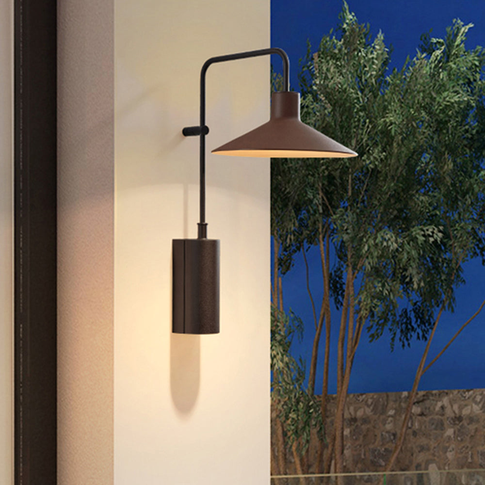 Arisha Modern Minimalist Wide Cone Shape Metal Outdoor Waterproof Wall Lamp - Letslighting