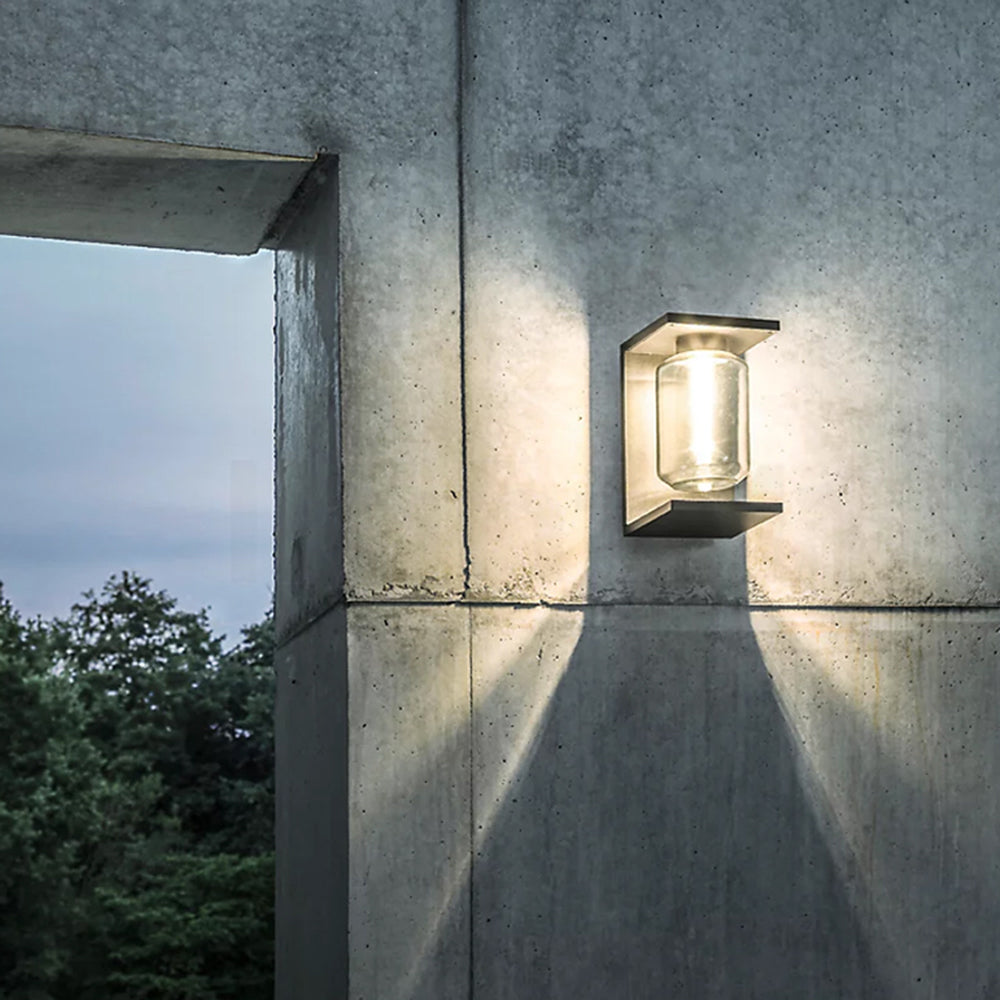 Ray Modern Rectangular Metal Glass Lantern Solar Outdoor Waterproof Wall Lamp - Lamp Outdoor