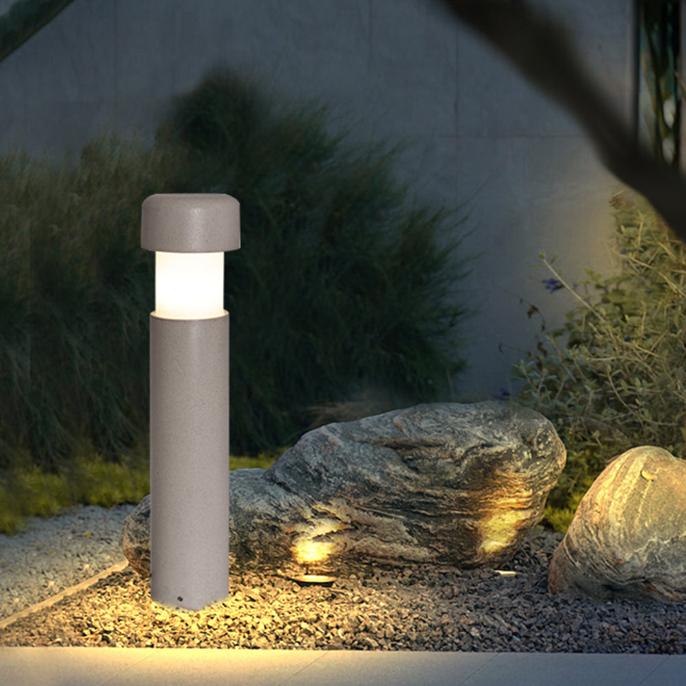 Ray Modern Metal Cylindrical Outdoor Path Light, Gray - Lamp Outdoor