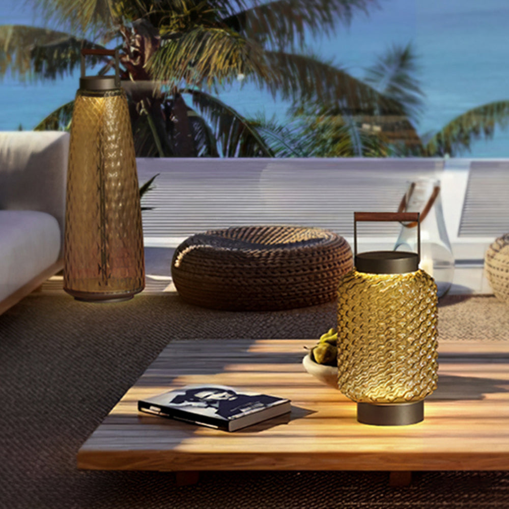 Valentina Vintage Lantern Metal/Glass Outdoor Floor Lamp - Lamp Outdoor