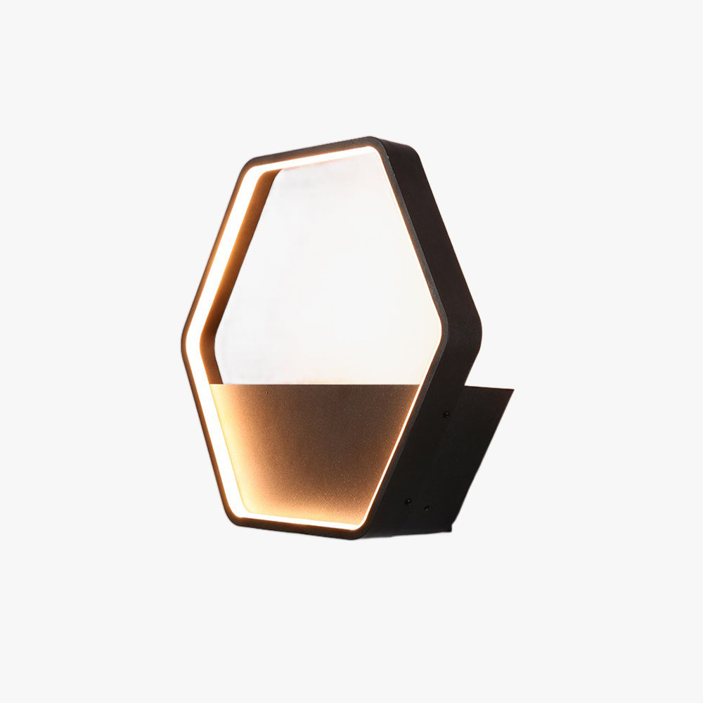 Ray Minimalist Hexagonal Ring With Shelf Metal Outdoor Wall Lamp - Lamp Outdoor