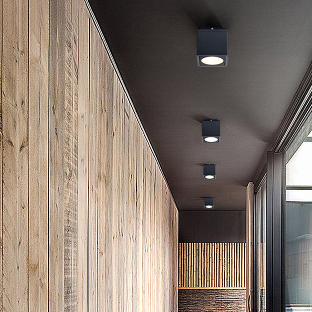 Ray Modern Cube Flush Mount Ceiling Light Metal Glass - Lamp Outdoor