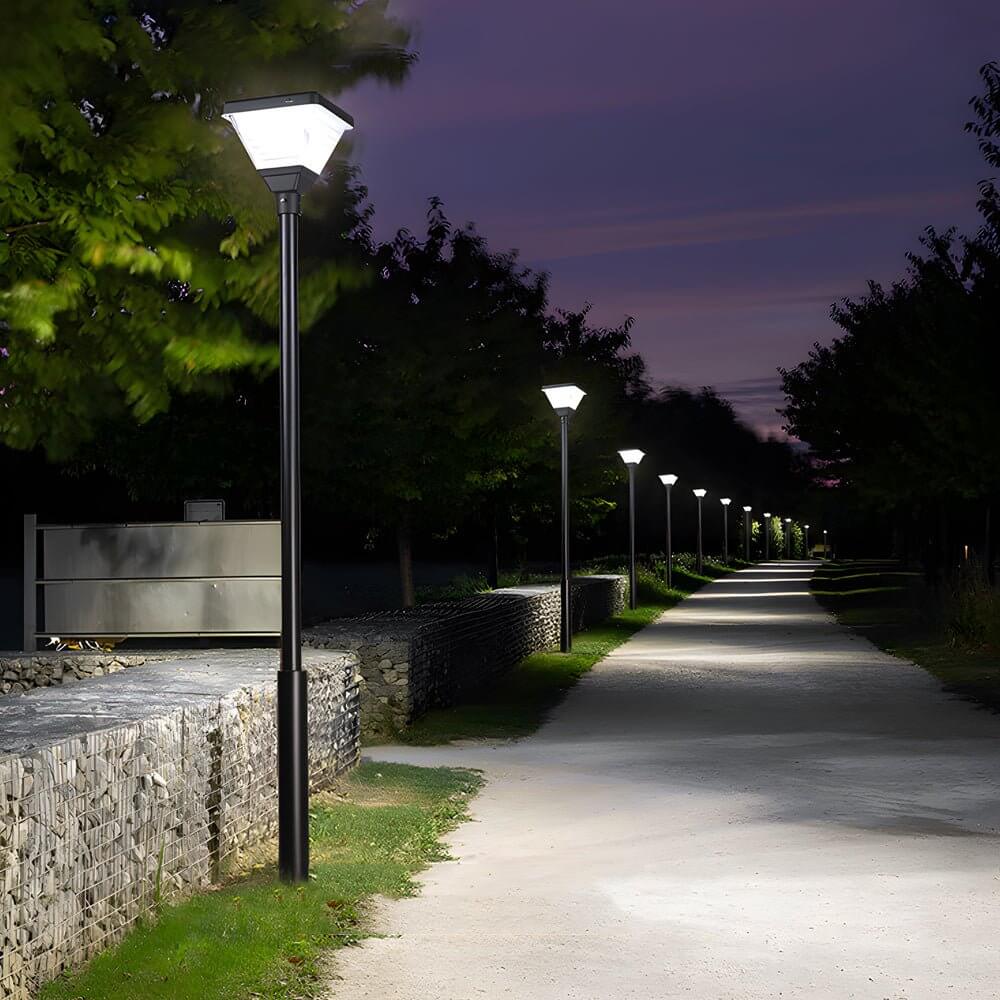 1-Light Black 98-In/118-In Solar LED Square Post Street Light - Lamp Outdoor