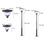 1-Light Black 98-In/118-In Solar LED Square Post Street Light - Lamp Outdoor