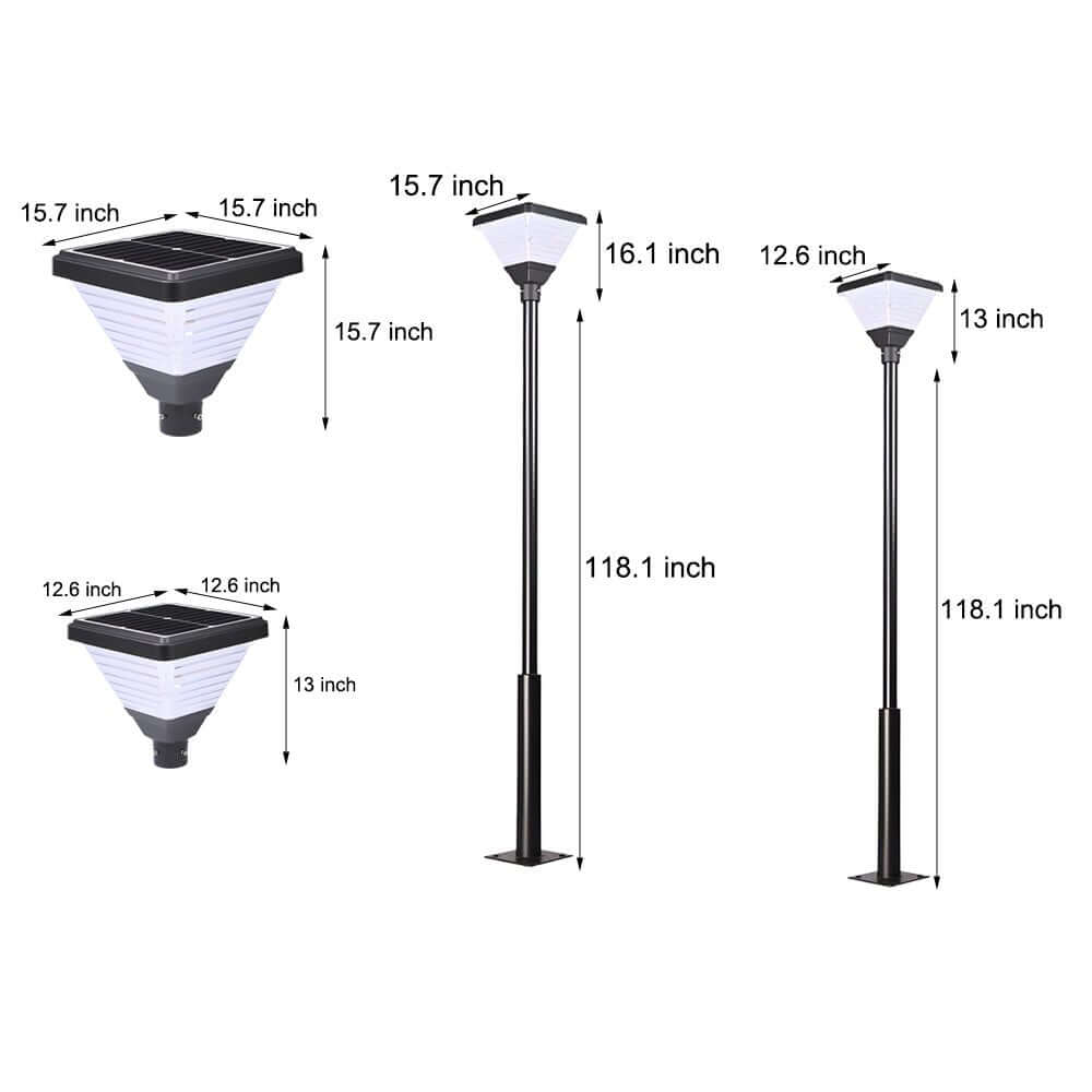 1-Light Black 98-In/118-In Solar LED Square Post Street Light - Lamp Outdoor