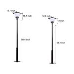 1-Light Black 98-In/118-In Solar LED Square Post Street Light - Lamp Outdoor