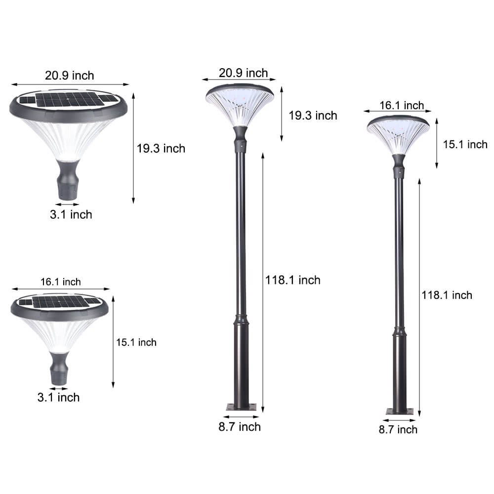 1-Light Black Outdoor LED Solar Lamp Post and Pole Street Light - Lamp Outdoor