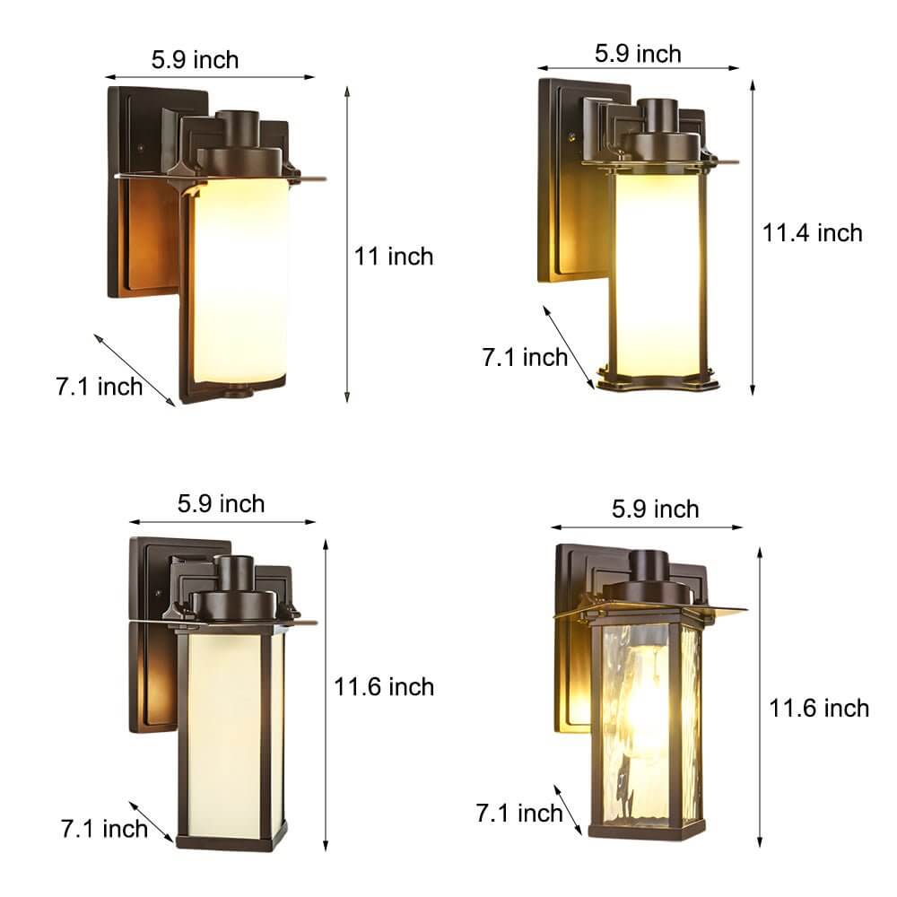 1-Light Glass Outdoor Wall Lantern Sconce - Lamp Outdoor