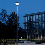 1-Light Round Solar LED Outdoor Lamp Post in Black - Lamp Outdoor