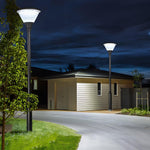 1-Light Round Solar LED Outdoor Lamp Post in Black - Lamp Outdoor