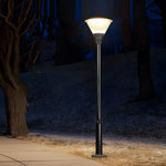 1-Light Round Solar LED Outdoor Lamp Post in Black - Lamp Outdoor