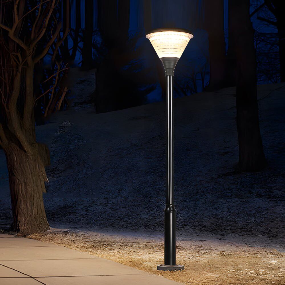 1-Light Round Solar LED Outdoor Lamp Post in Black - Lamp Outdoor