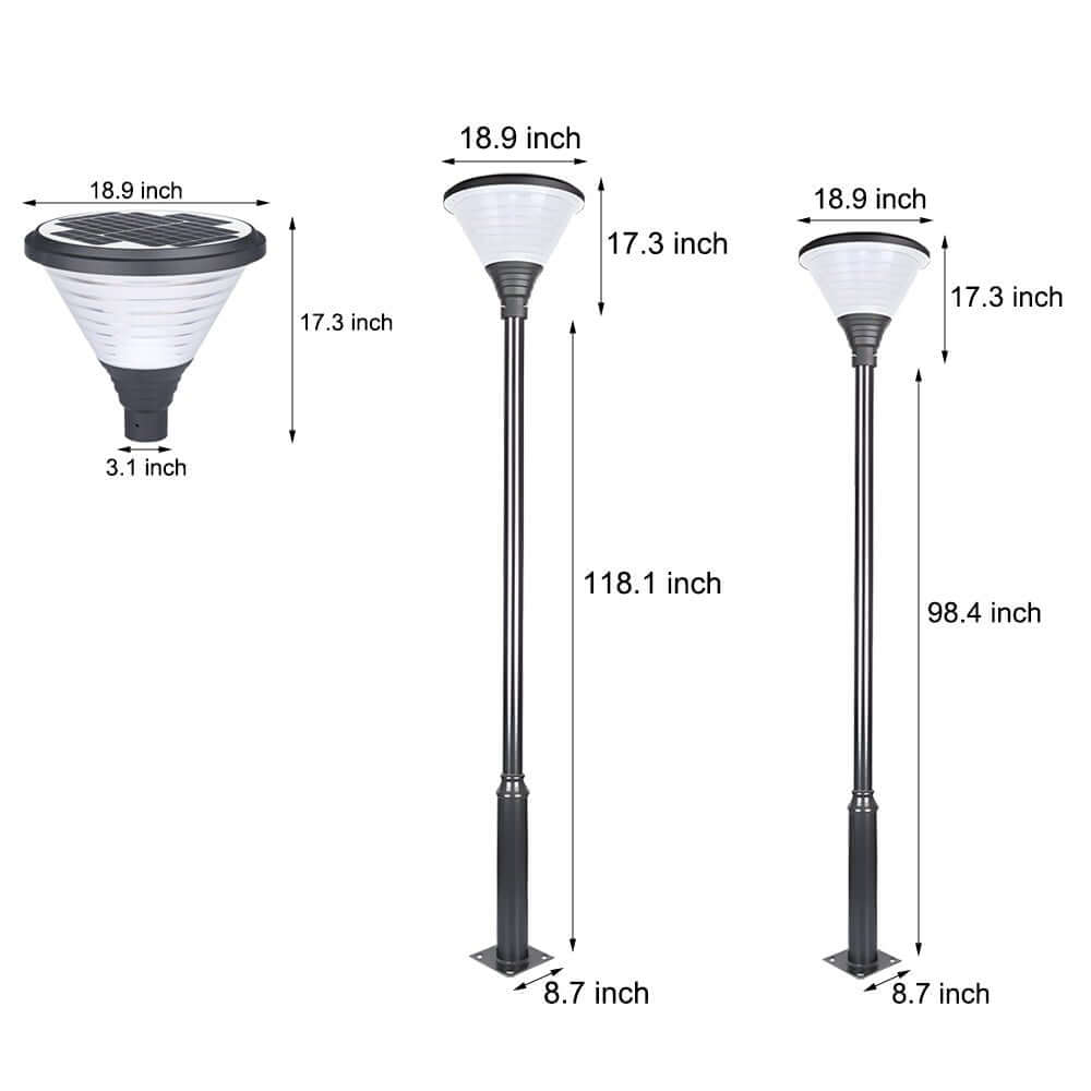 1-Light Round Solar LED Outdoor Lamp Post in Black - Lamp Outdoor