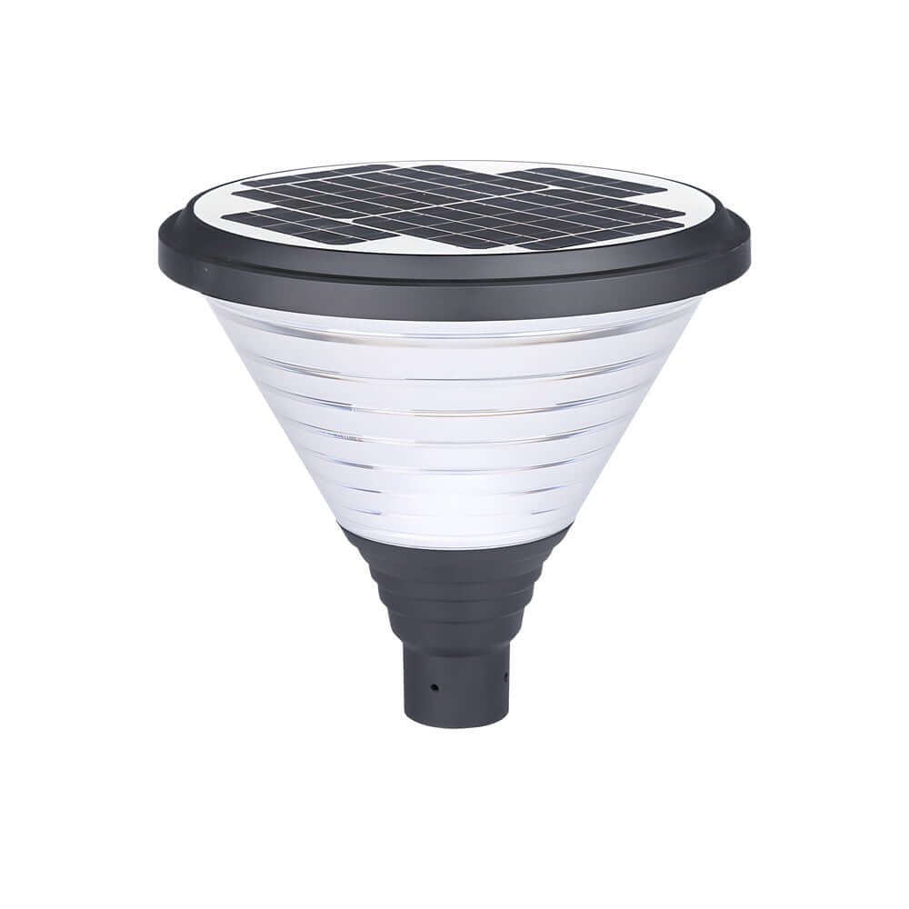 1-Light Round Solar LED Outdoor Lamp Post in Black - Lamp Outdoor