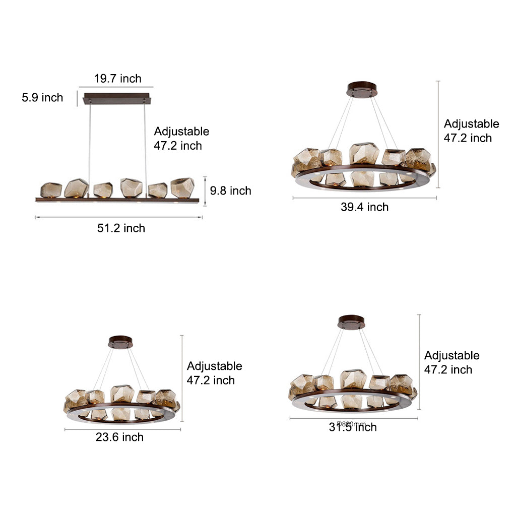 Irregular Glass Shade Stone Creative Cognac Color Modern Chandelier - Lamp Outdoor