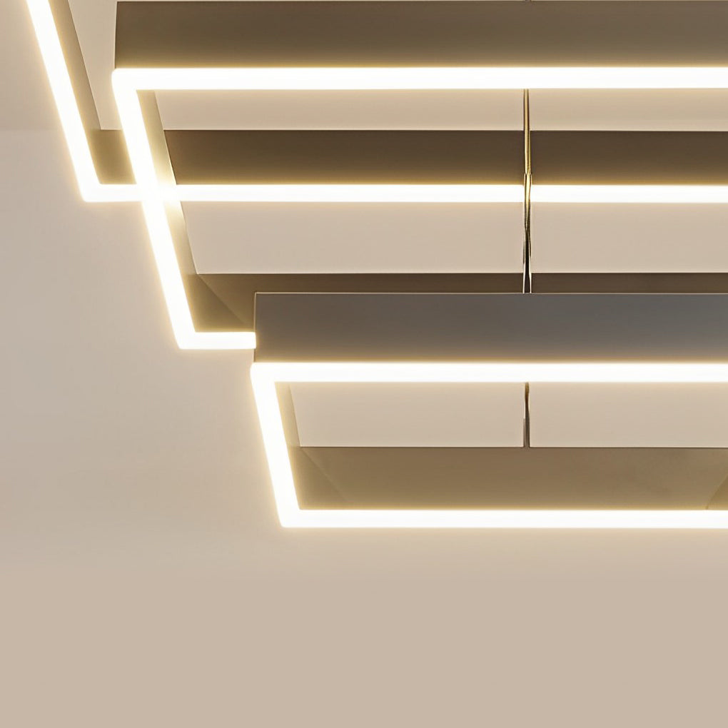 3 Layers Square Stepless Dimming LED Black Modern Chandelier with Remote Control - Lamp Outdoor