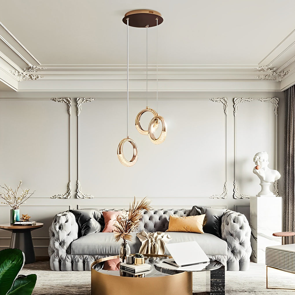 Ring Shaped LED Electroplated Metal Modern Pendant Light Hanging Lamp - Lamp Outdoor